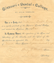 Missouri Dental College diploma, 1888