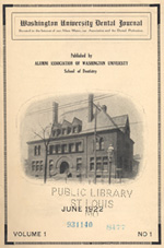 Washington University Dental Journal cover, 1922