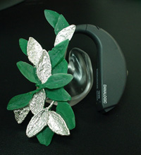 Contemporary hearing aid featuring leaf design