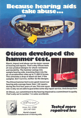 Oticon advertisement, 1978