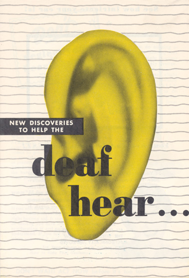 Beltone's 'New Discoveries to Help the Deaf Hear' brochure, page 1