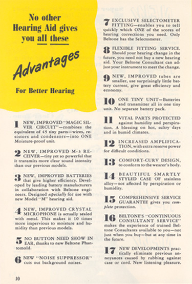 Beltone's 'New Discoveries to Help the Deaf Hear' brochure, page 10
