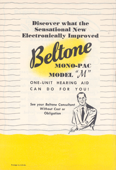 Beltone's 'New Discoveries to Help the Deaf Hear' brochure, page 16