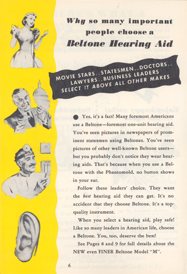 Beltone's 'New Discoveries to Help the Deaf Hear' brochure, page 6