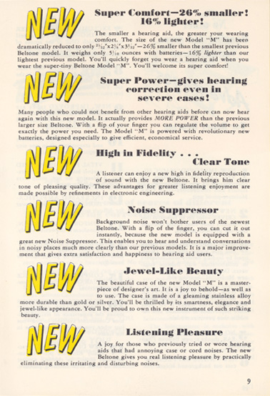 Beltone's 'New Discoveries to Help the Deaf Hear' brochure, page 9
