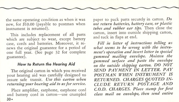 Zenith Radionic Hearing Aid brochure, page 30