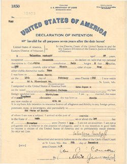 Declaration of intention to become a U.S. citizen, 1928