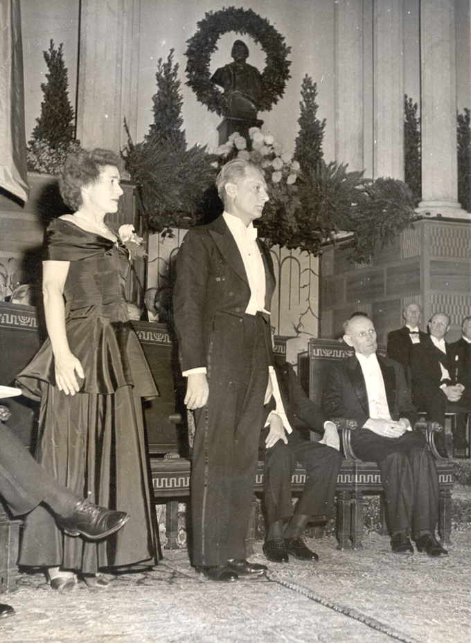 Gerty and Carl Cori at the Nobel Prize award ceremony, 1947