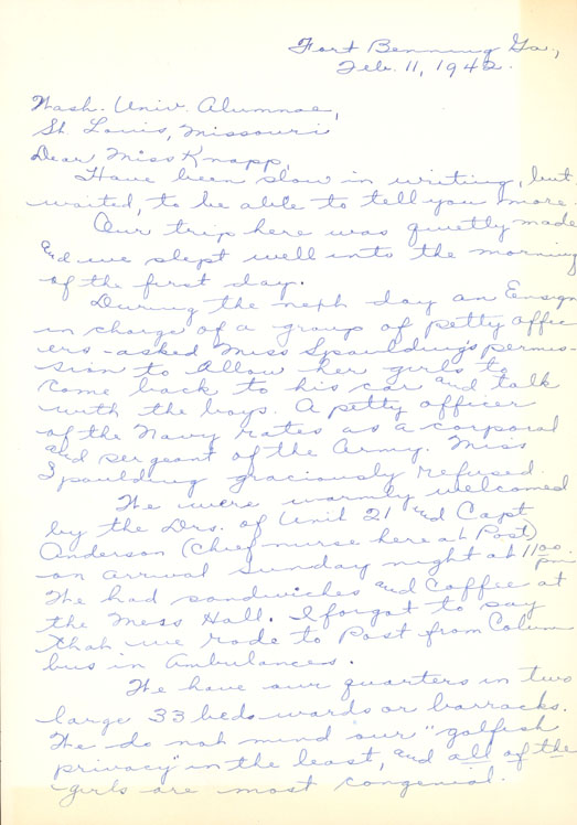 Letter from Margaret Beumer to Louise Knapp, 2/11/1942, p. 1