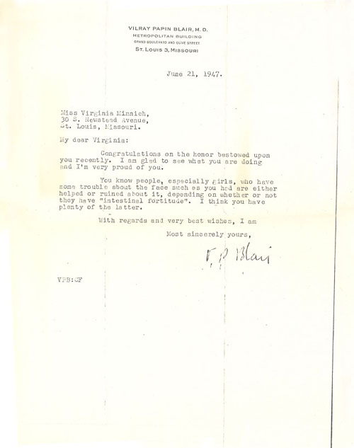 Letter from Vilray Blair to Virginia Minnich, 6/21/1947