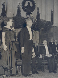 Gerty & Carl Cori at the Nobel Prize presentation ceremony, Stockholm, Dec. 1947