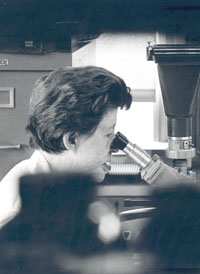Virginia Minnich in her lab, 1968