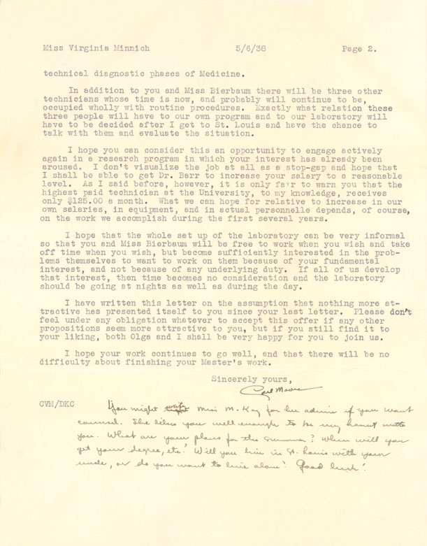 Letter from Carl V. Moore to Virginia Minnich, 5/6/1938, page 2