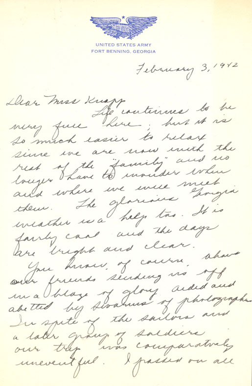 Letter from Lucille Spalding to Louise Knapp, 2/3/1942, p. 1