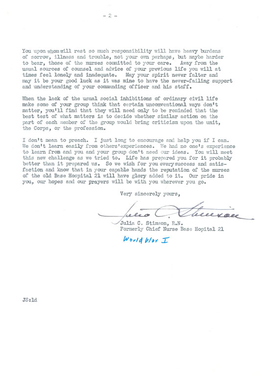 Letter from Julia C. Stimson to Lucille S. Spalding, 1/12/1942, page 2