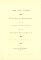 Cover, First Annual Report of the Social Service Departments, 1912