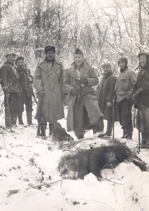 Major Joseph C. Edwards at the end of a wild boar hunt, 1945
