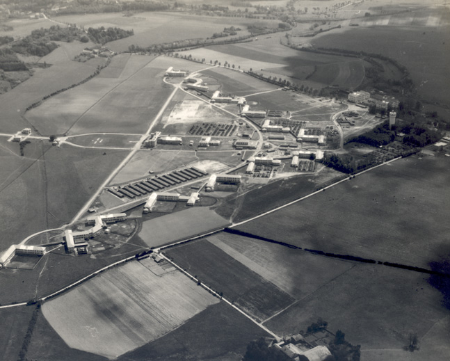 Aerial view of the 21st General Hospital, Ravenel Hospital, Mirecourt, France