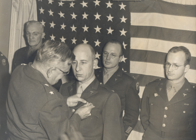 Col. John F. Patton receiving Legion of Merit, St. Louis, 1945