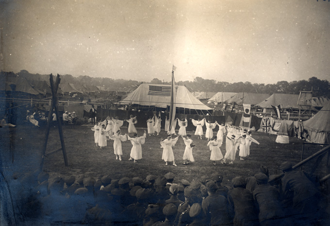 Nurses perform a Maypole dance, Base Hospital 21, Rouen, France