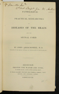 Title page from the first textbook published on neuropathology