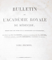 Title page from the first volume of the "Bulletin de l'Academie Royale de Medecine," 1836