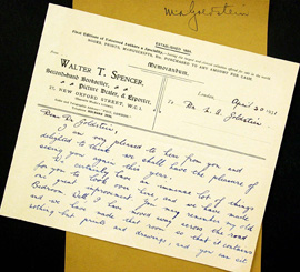 Postcard from London bookseller to Max A. Goldstein
