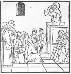 Title page woodcut illustration from Lacepiera's 'Libro de locchio morale et spirituale vulgare,' 1496