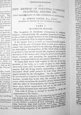 Joseph Lister's article on the antiseptic principle in surgery, 1867