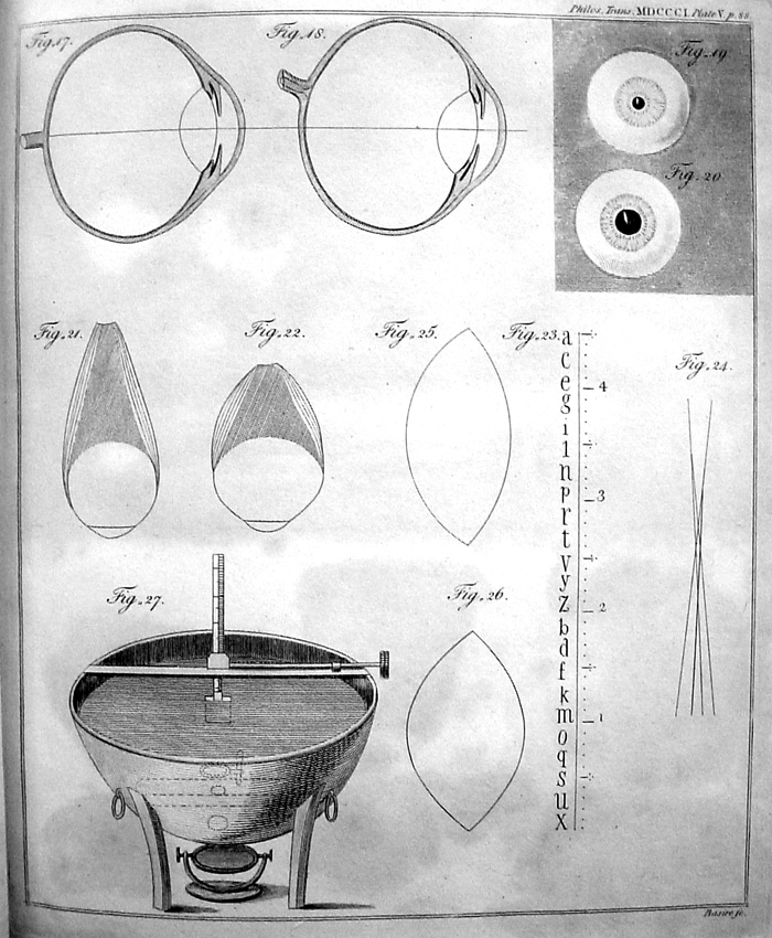Illustration from "On the mechanism of the eye" by English physicist Thomas Young, 1801