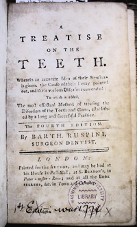 Title page of Ruspini's 'A Treatise on the Teeth,' 1780