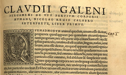 scan from Galen's De Usu Partium...