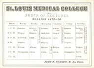 St. Louis Medical College Order of Lectures, 1875-76