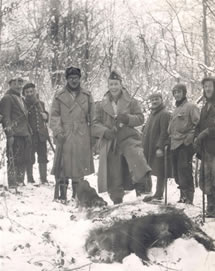 Wild boar hunt, Mirecourt, France, 1945