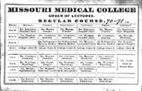 Missouri Medical College Order of Lectures, 1870-71