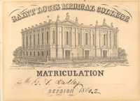 St. Louis Medical College lecture ticket, 1861-62 session
